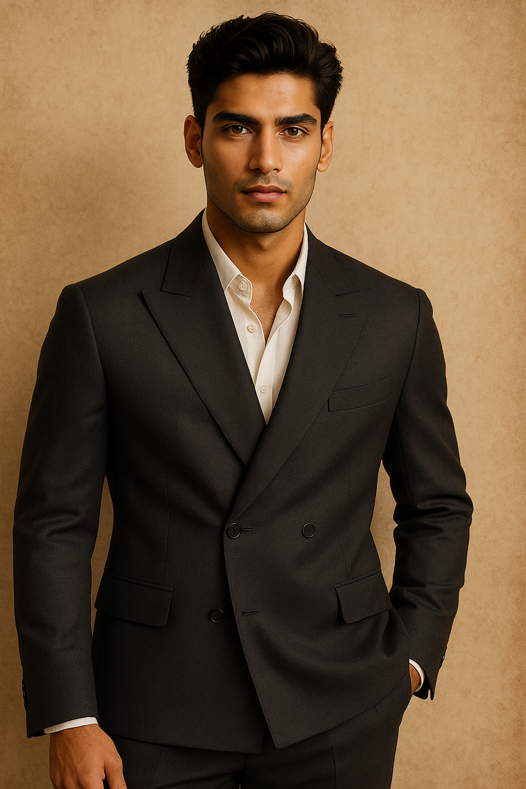 Royal Charcoal Double-Breasted Suit